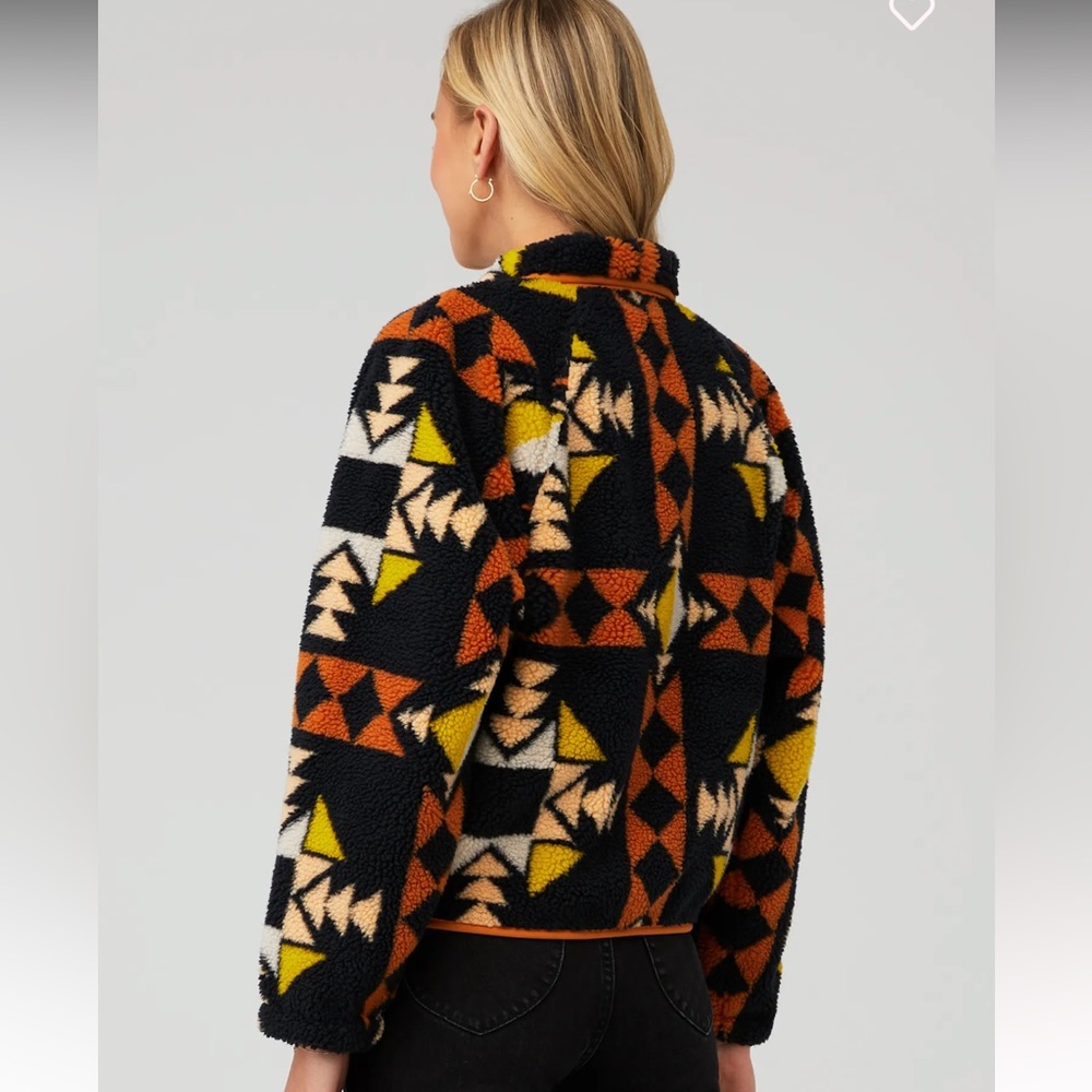 FREE PEOPLE-Rocky Ridge Fleece Aztec Jacket Night Sky SIZE EXTRA SMALL - Picture 7 of 9